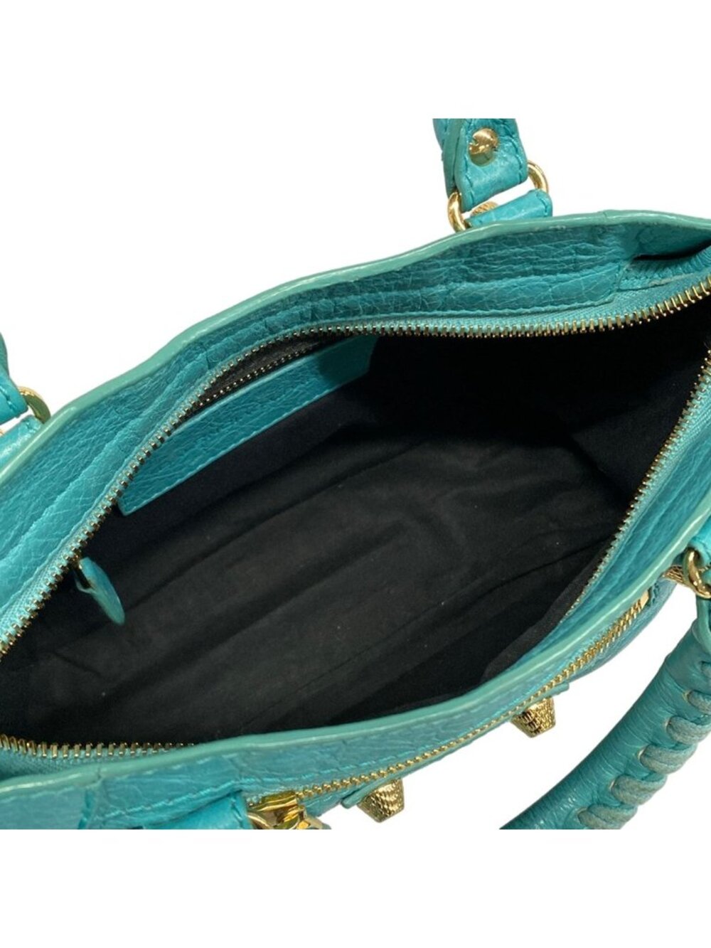 Balenciaga Handbag the Giant Mini City Blue Green Leather - Picture 7 of 15